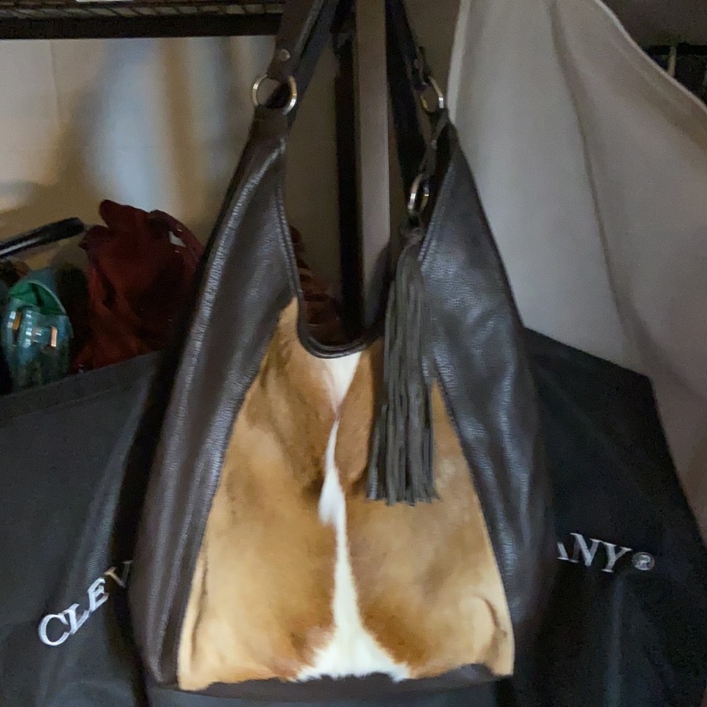 Springbok and leather shoulder bag